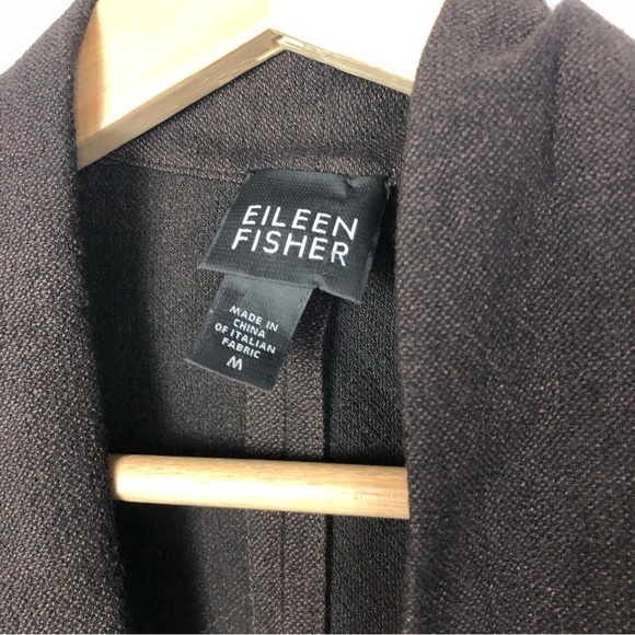 Eileen Fisher Dark Brown Linen & Wool Blend Cardigan Jacket M - Picture 4 of 4